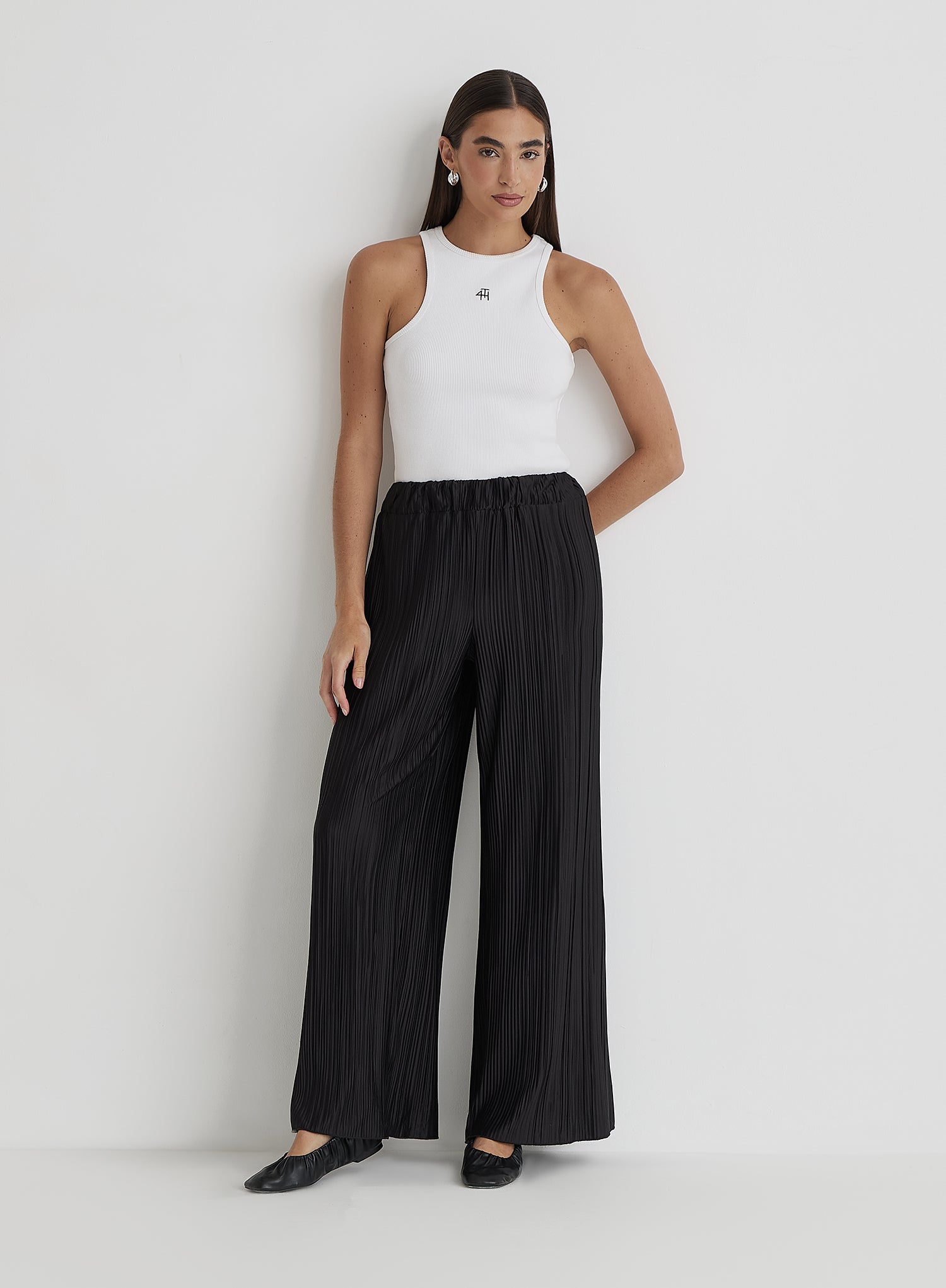 Black Plisse Trousers